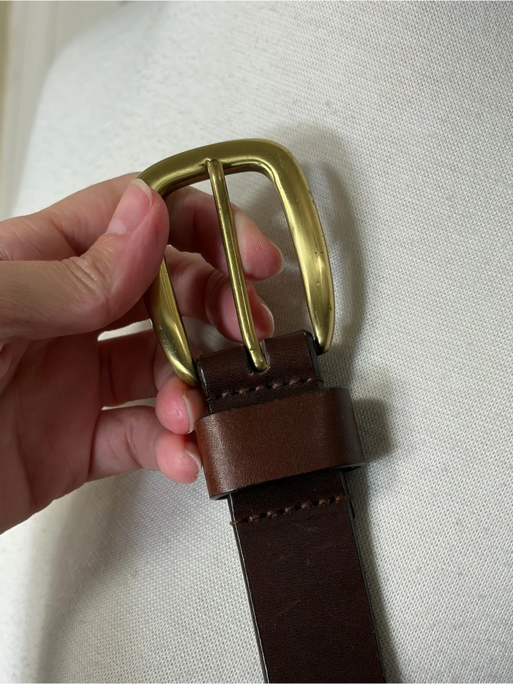 Classic Brown Genuine Leather Belt with Brass Buckle ML